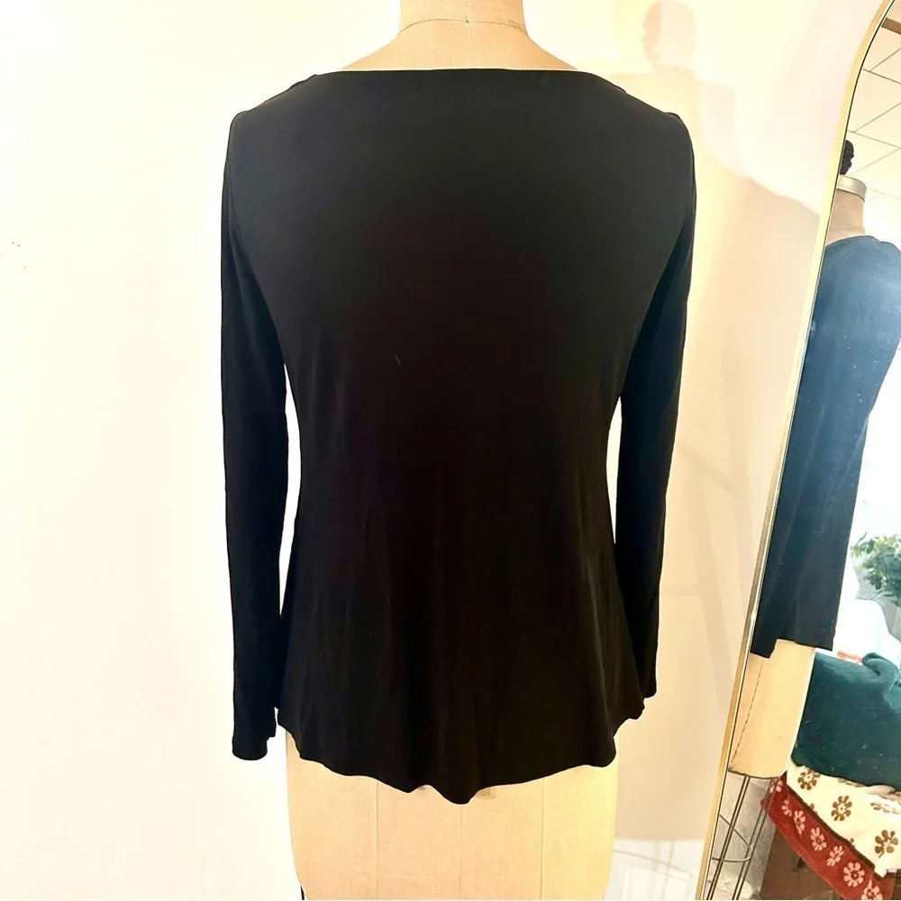 Eileen Fisher Black Long Sleeve Cowl Neck Blouse 100% Silk Sz S